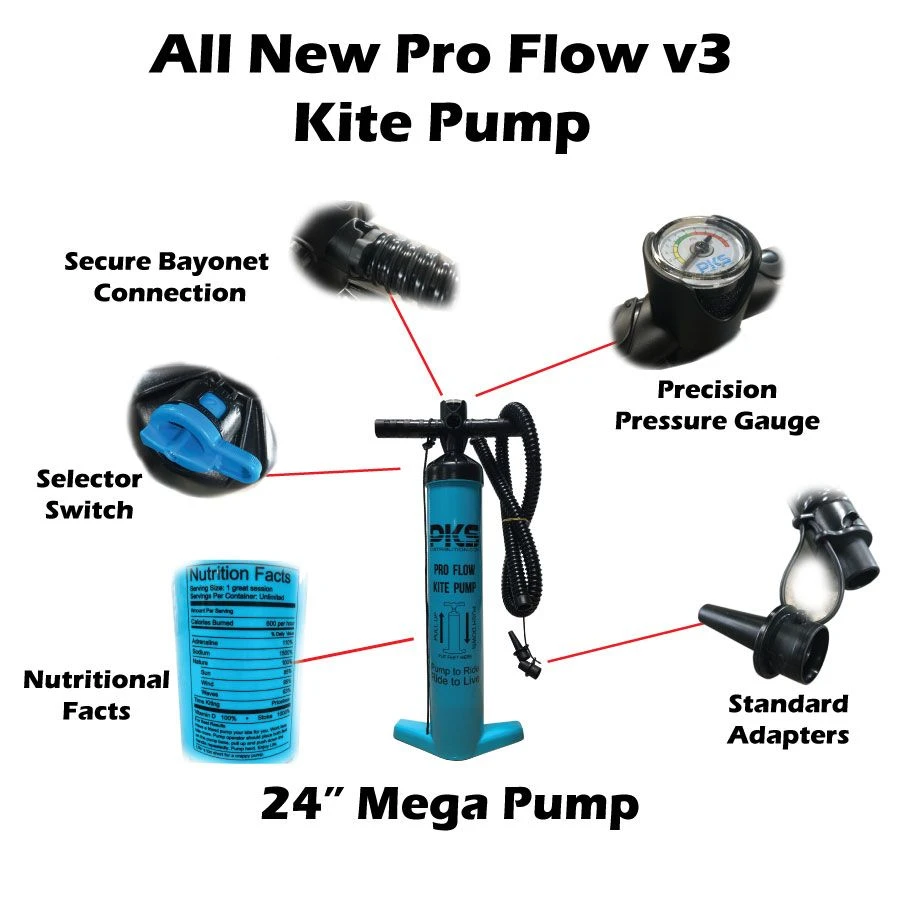 PKS Pro Flow V3 XL Kite Pump With PSI Meter 24" Discounts Apply ! - Image 4
